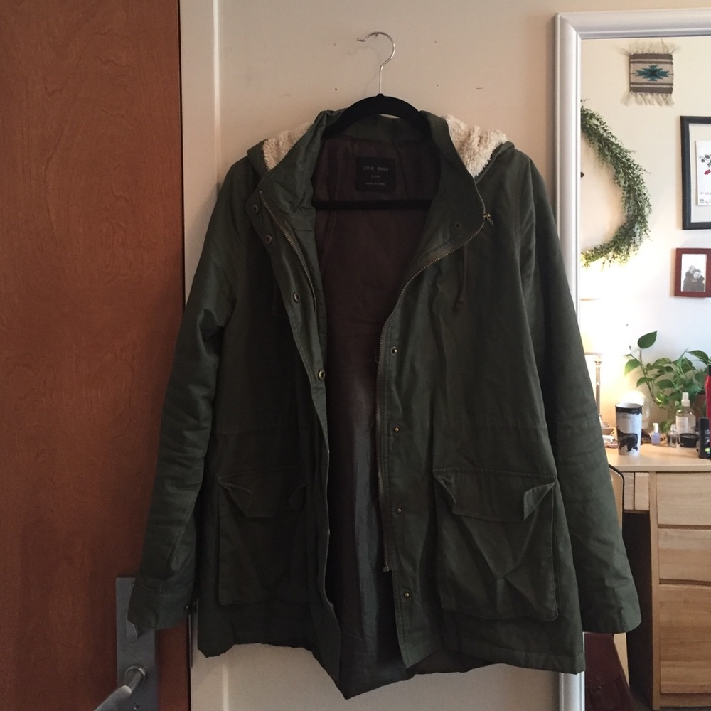 LOVE TREE army green jacket sz large