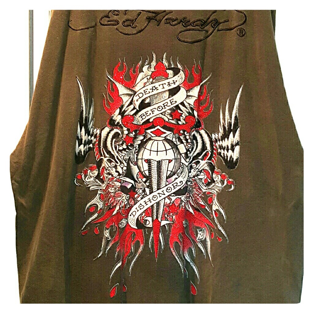 NWT- Men's Short Sleeve Ed Hardy Polo Shirt XXL
