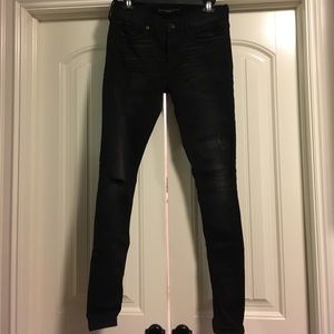 Black denim distressed skinny jeans