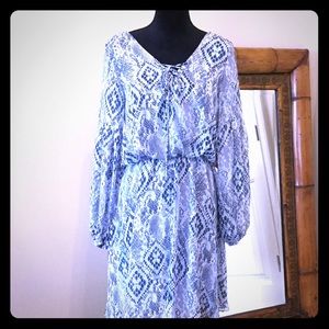 Betsy Johnson blue and white print dress. NWT.