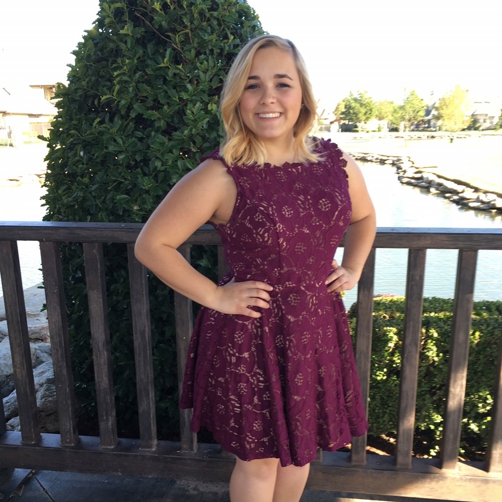 Maroon lace dress / homecoming dress