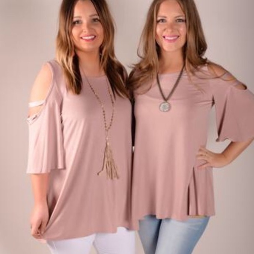 Dusty Rose Open Shoulder Top