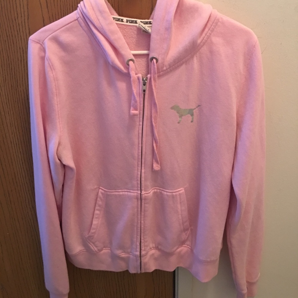 PINK light pink zip up hoodie