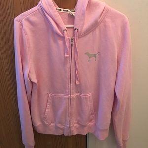 PINK light pink zip up hoodie