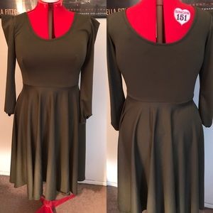 Rue 107 olive green circle skirt dress