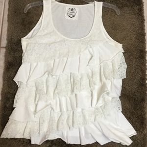 Summer ruffled white tank