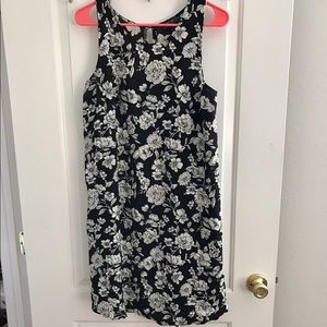 Black floral A-line/swing dress VERY FLATTERING!