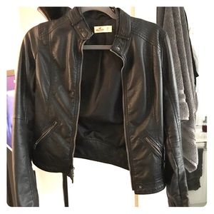 Leather hollister jacket