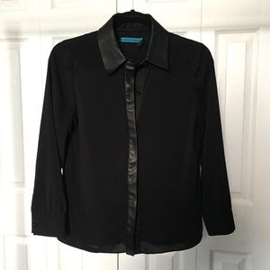 Alice + Olivia Leather Lined Button Down