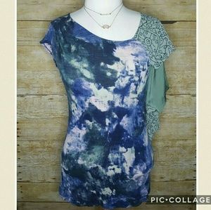 Deletta Green and Blue Flowey Sleeveless Top