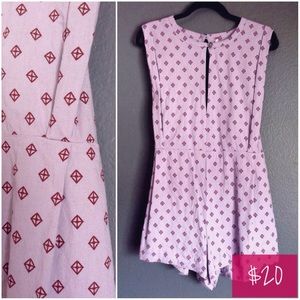 Free People Lilac Print Romper with Side Pockets