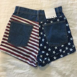 American Apparel American flag printed jean shorts