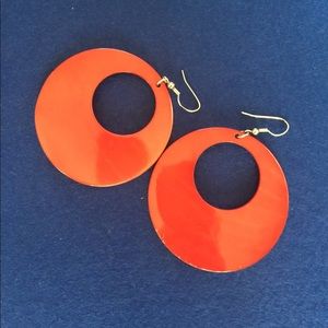 Red Earrings approx 2.5" in diameter