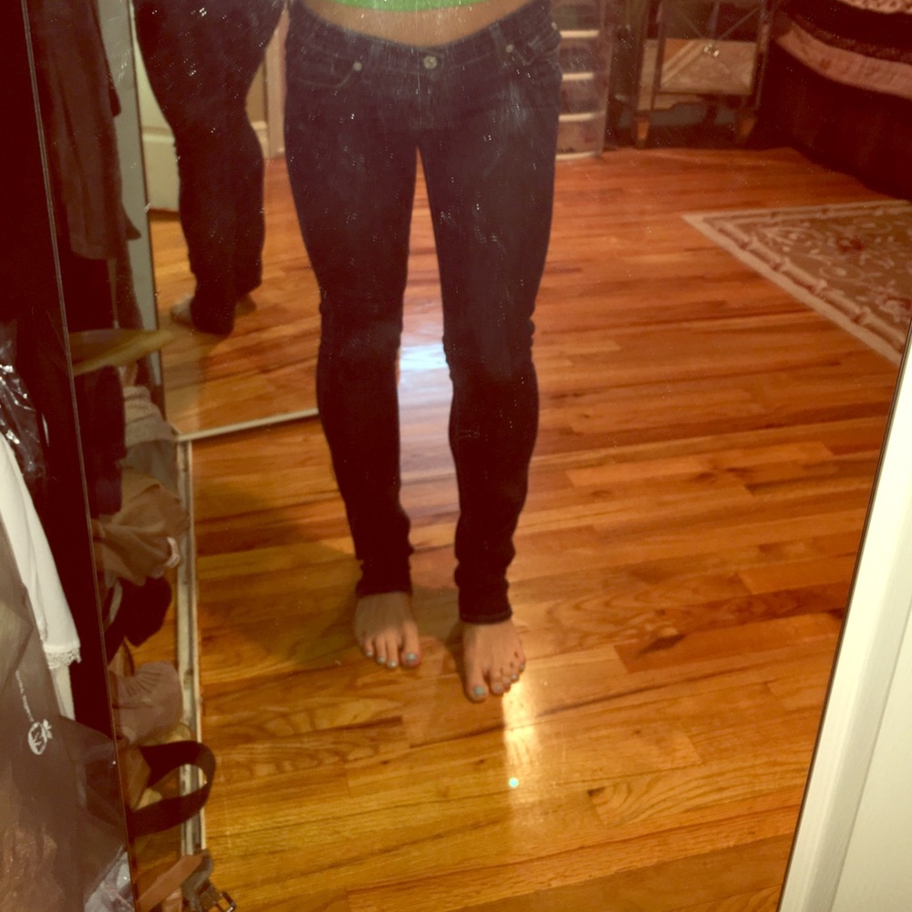 7 for all mankind dark blue skinny jeans