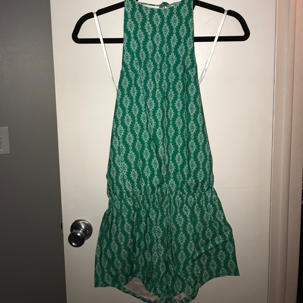 Green high neck romper