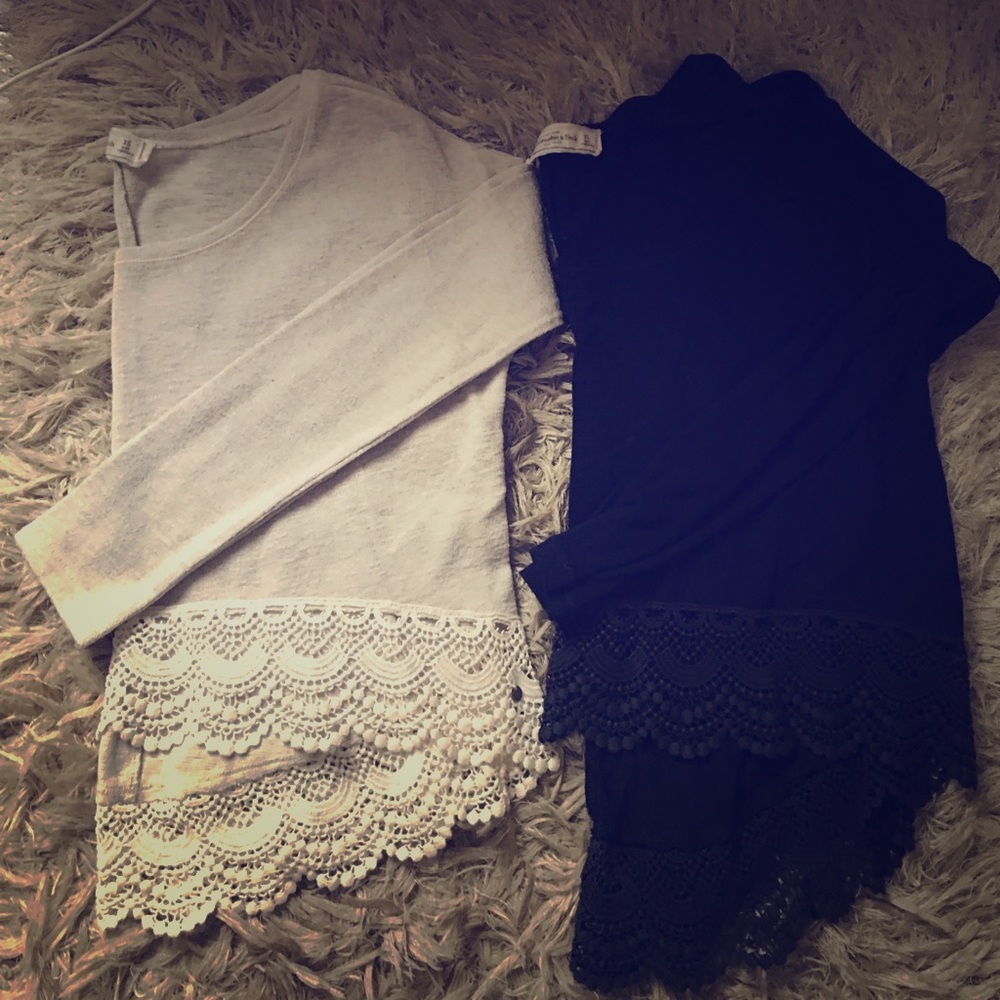 Long sleeve abercrombie lace detail tops