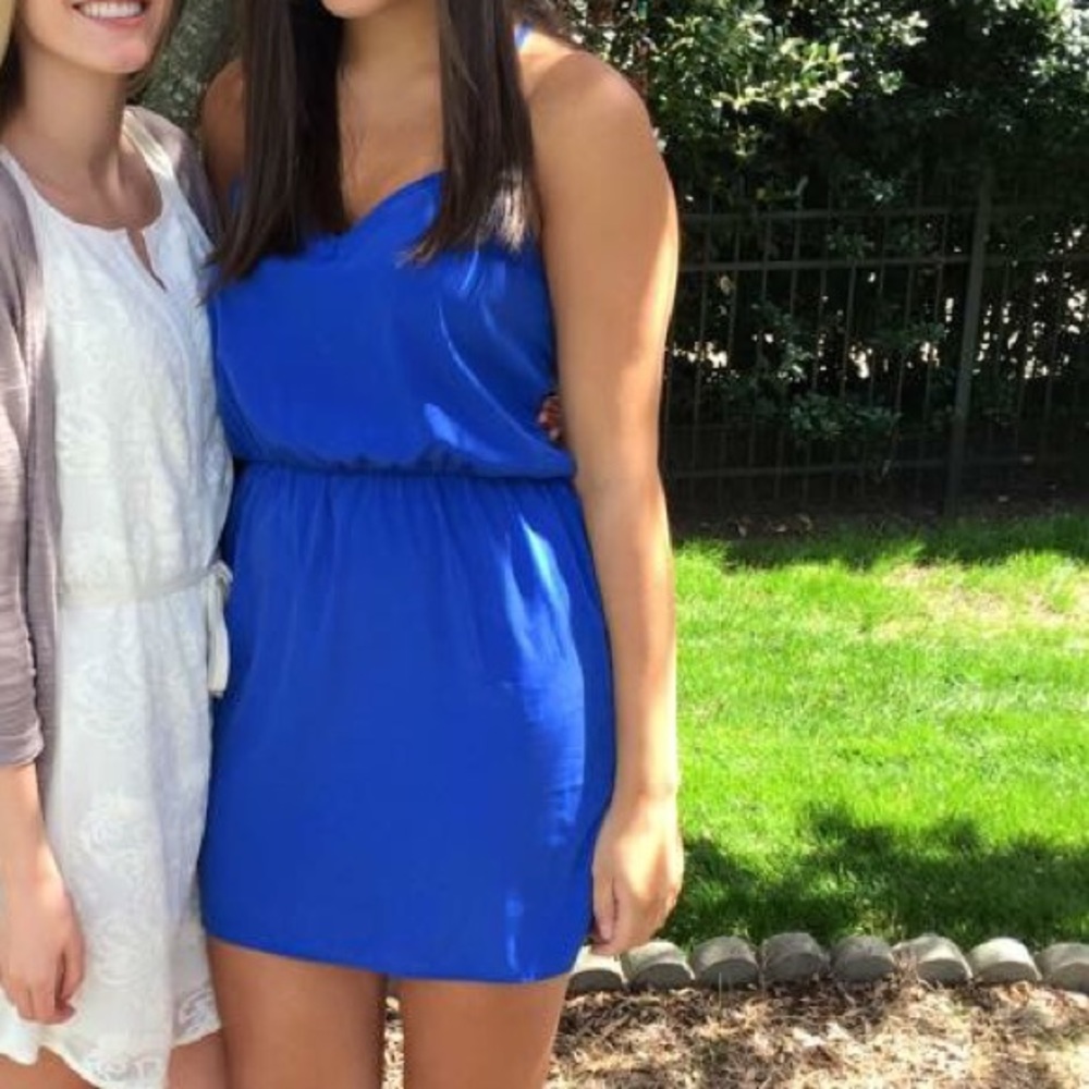 Blue satin dress from a boutique!