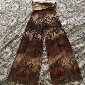 Super cute wide legged silky fold over pants