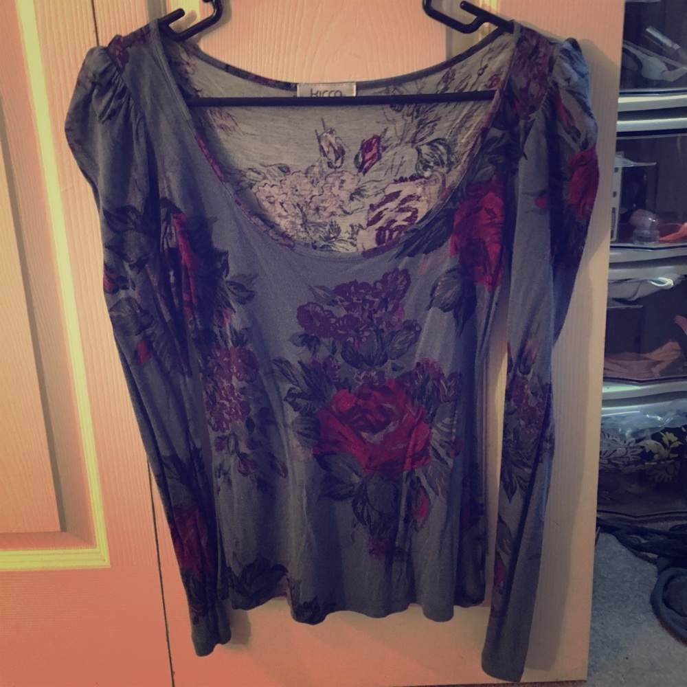 Kirra over the shoulder long sleeve floral top
