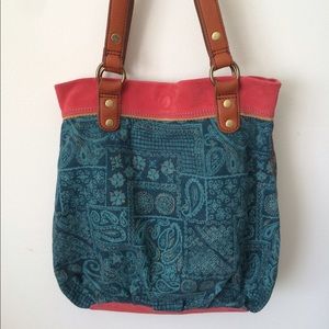 Blue, Coral & Brown Paisley Lucky Brand Bag