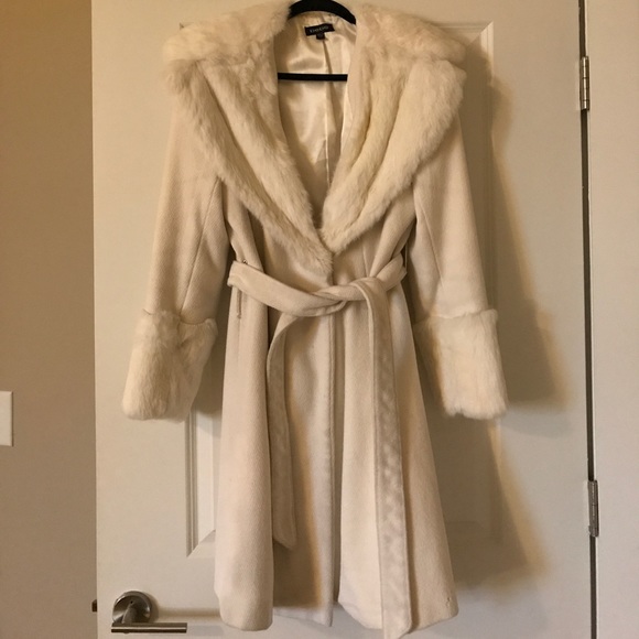 bebe Jackets & Blazers - Bebe real rabbit fur trimmed coat