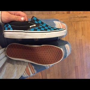 Blue and black checkered vans