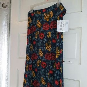 NWT Lularoe Maxi Skirt Medium Navy yellow red