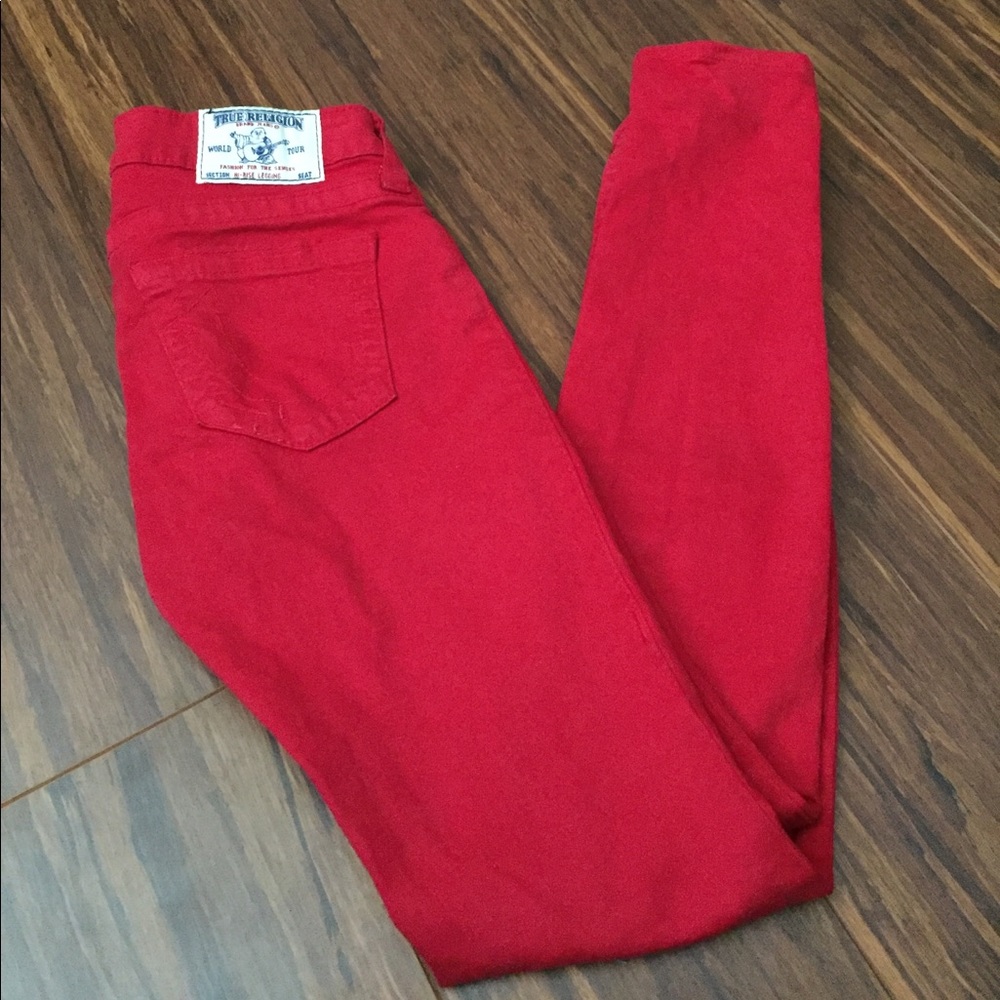 True religion red skinny jeans