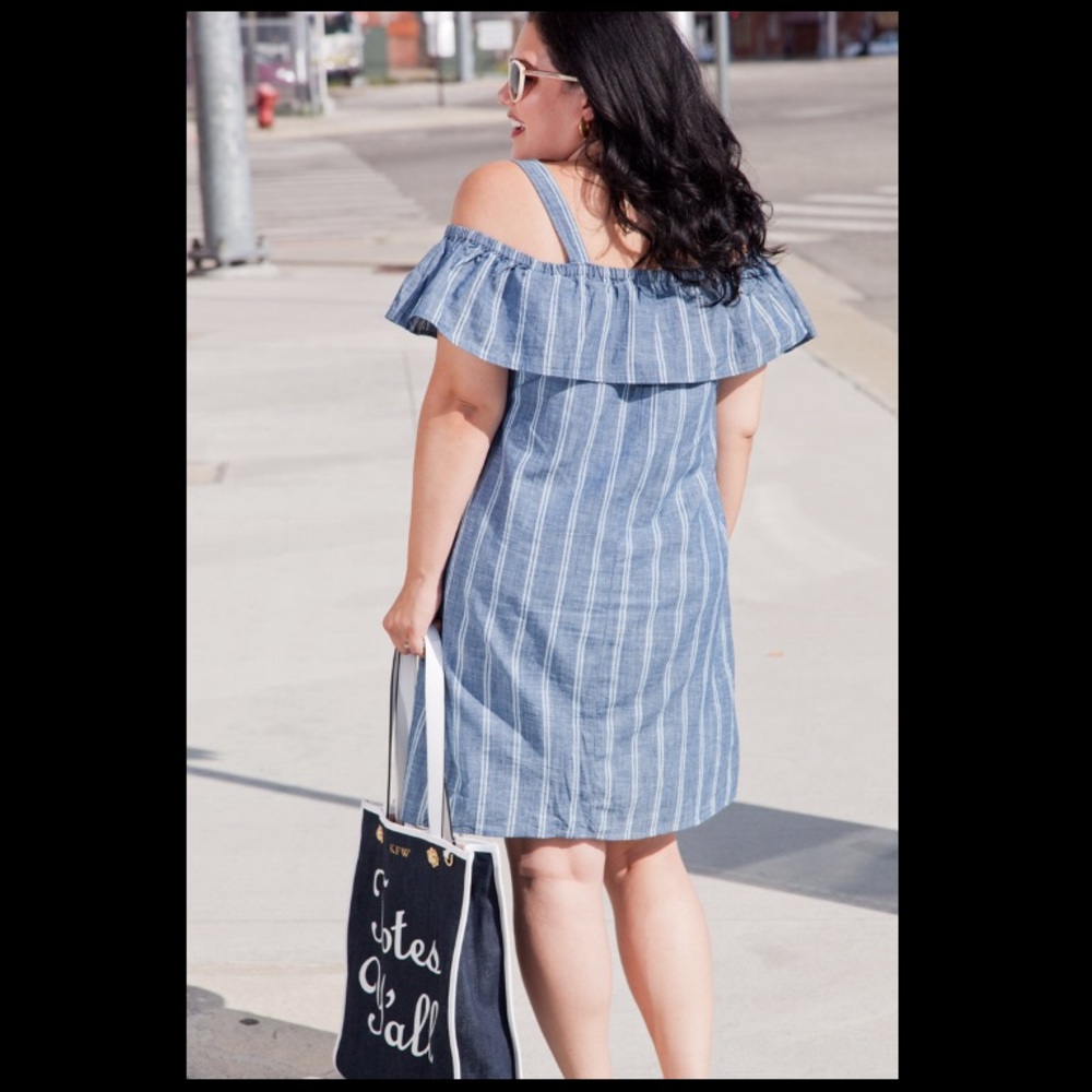 J Crew Factory off shoulder denim dress