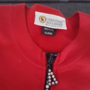 Zippered red sweatshirt jacket