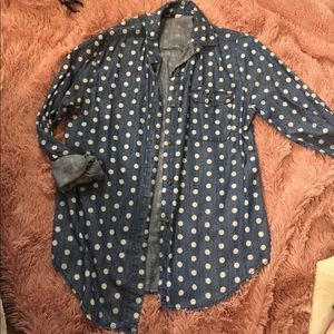 Polka Dot Chambray Button Down