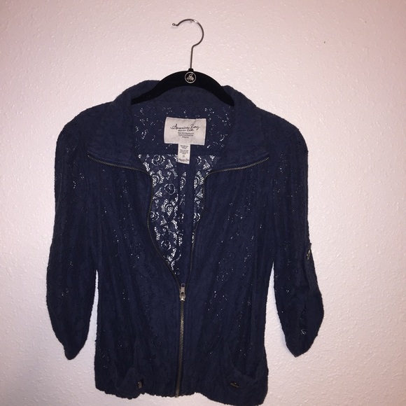 Navy blue laced zip up - Picture 1 of 1