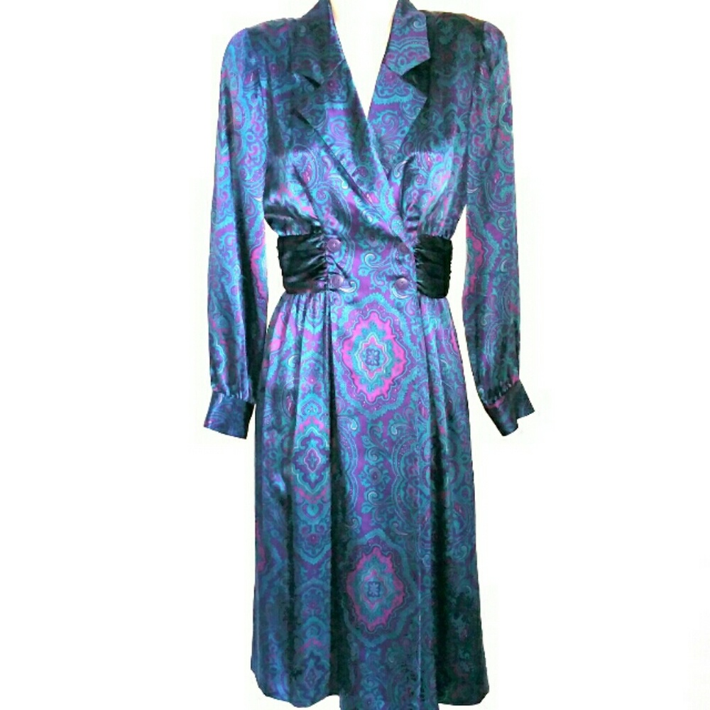 SOLD**Vtg.100% SILK Liz Claiborne Dress - Picture 1 of 7