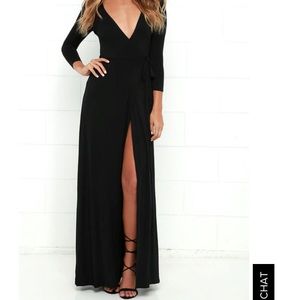 🖤LuLus Black Garden District Black Wrap Dress🖤