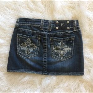 Miss Me Celtic Cross Studded Jean Skirt