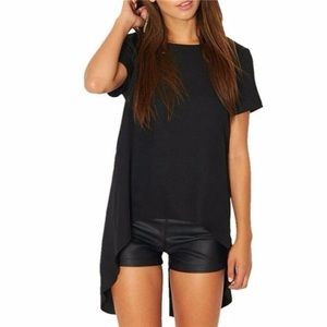 High-Low Slit Back T-Shirt Blouse