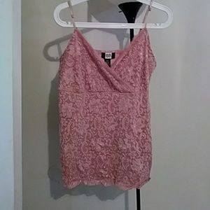 Pink sequin lace top