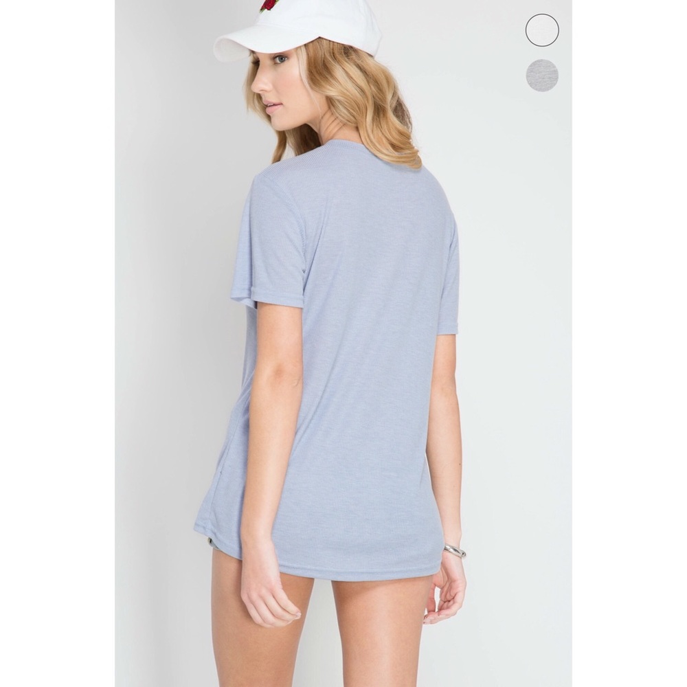 >>LAST<< Laced Up Knit Top - Light Blue - Picture 2 of 5