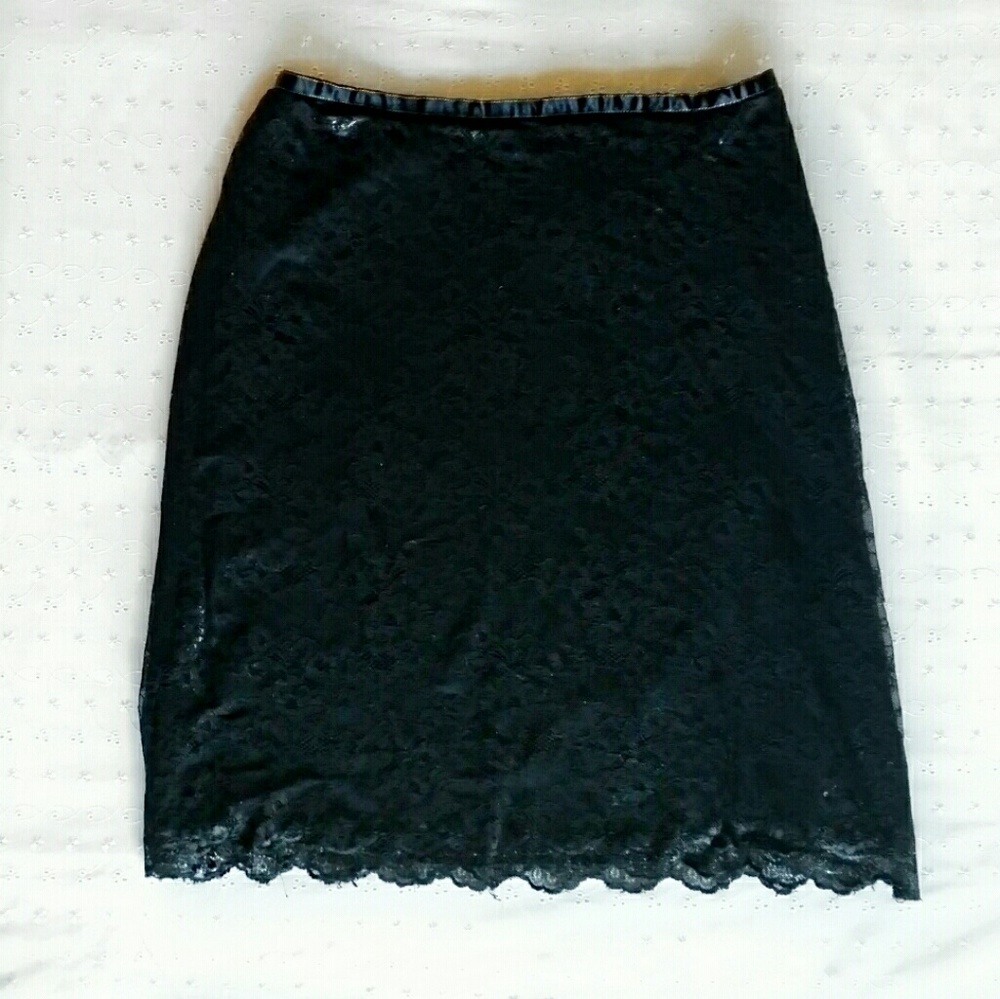 The Limited Black Shimmer Lace Overlay Skirt