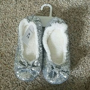 Sparkly silver slippers