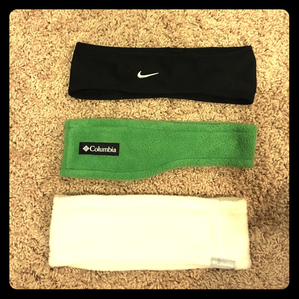 Women's head wraps. 1 Nike and 2 Columbia.