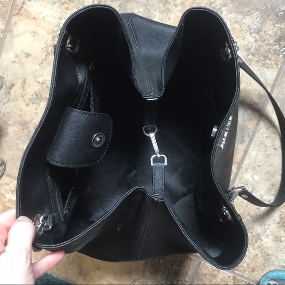 Calvin Klein Black Saffiano Leather Tote w/Chains - Picture 3 of 8