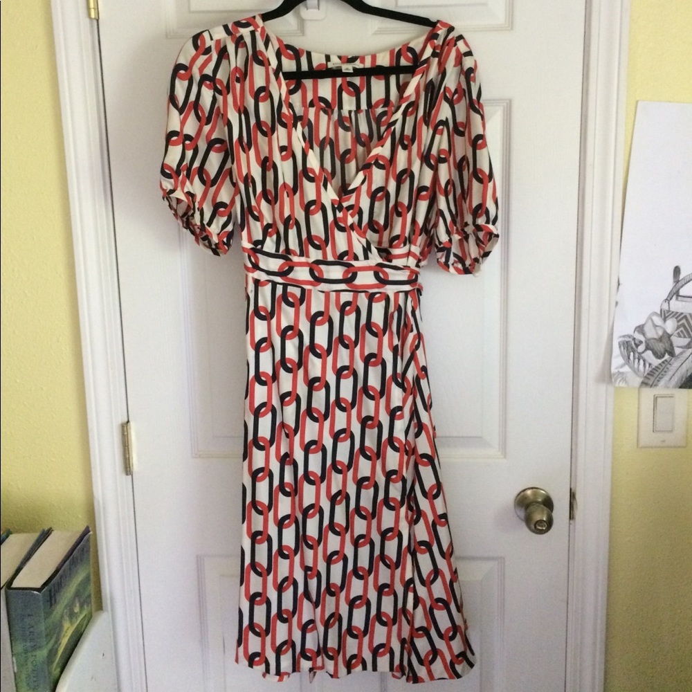 Banana Republic vintage pattern silk wrap dress
