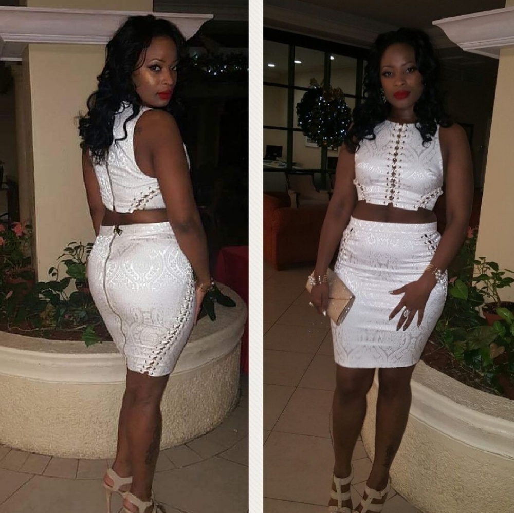 White jaquared co ord