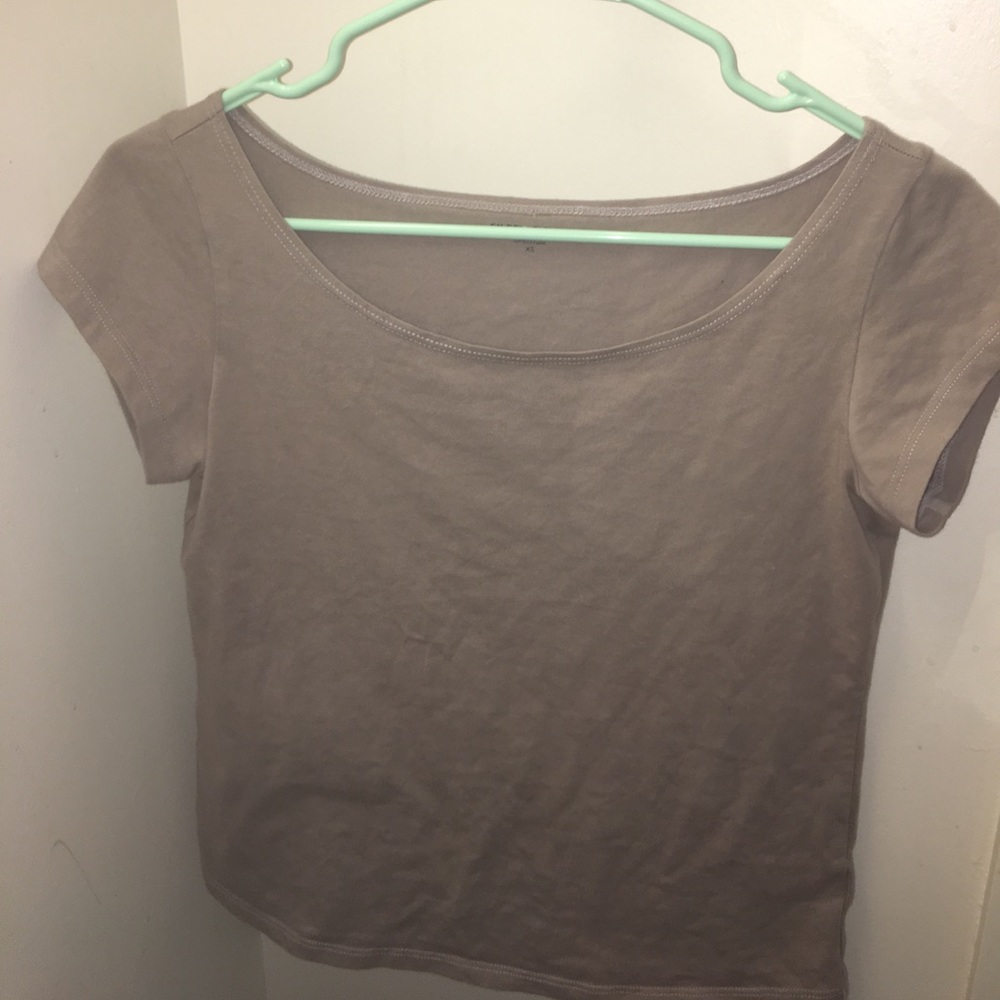 Eileen fisher tan boatneck tee