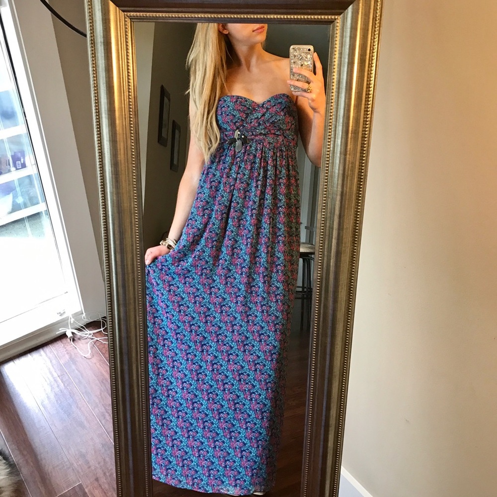 BCBGeneration printed strapless maxi dress