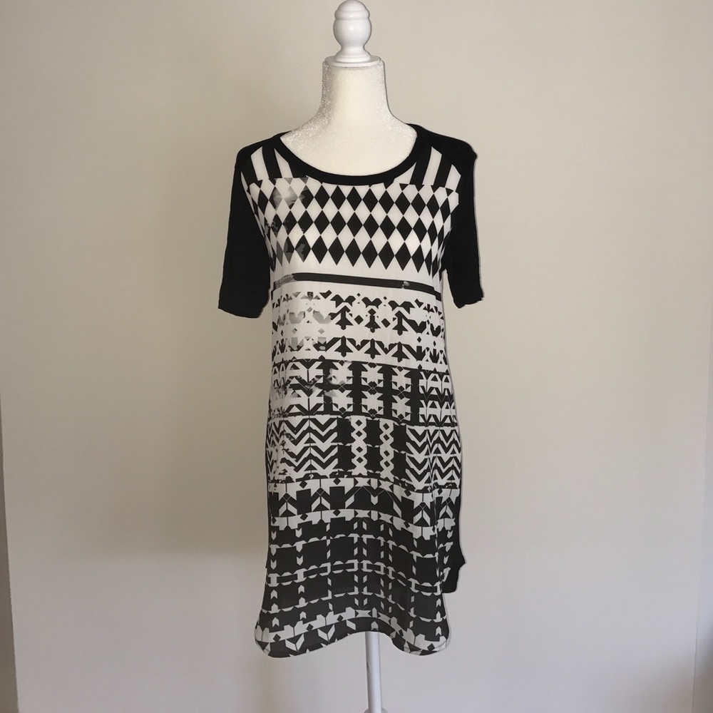 Black and white patterned shirt dress