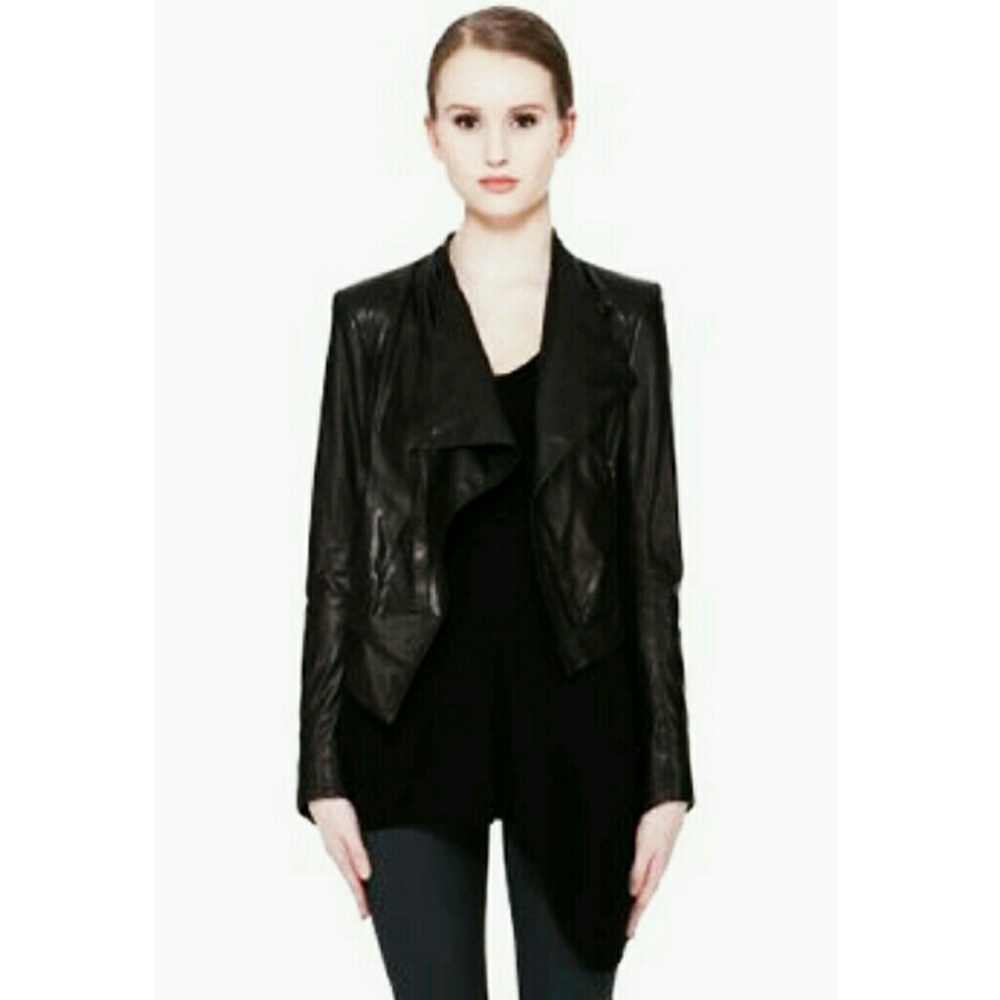 PRICE DROP ⬇⬇All Saints Leather Drape Jacket BLACK
