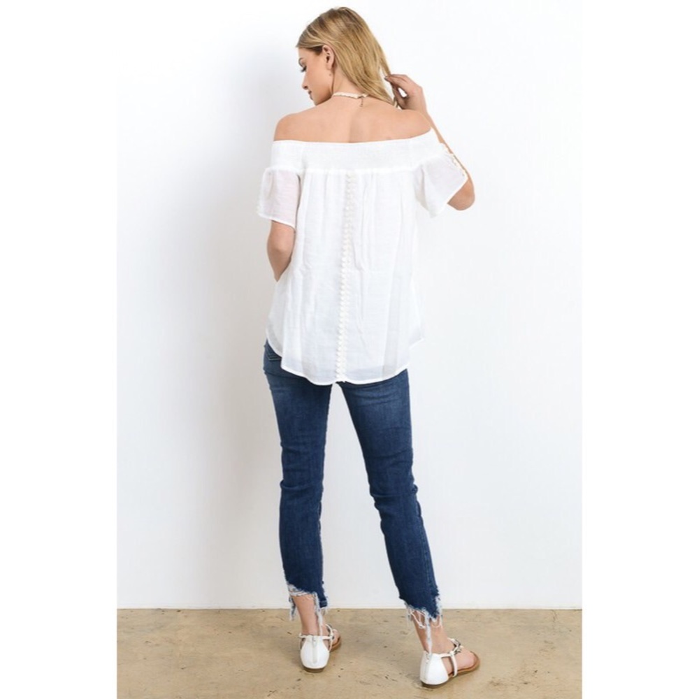 >BUY2/1FREE< Flutter On Off-the-Shoulder - White - Picture 5 of 6