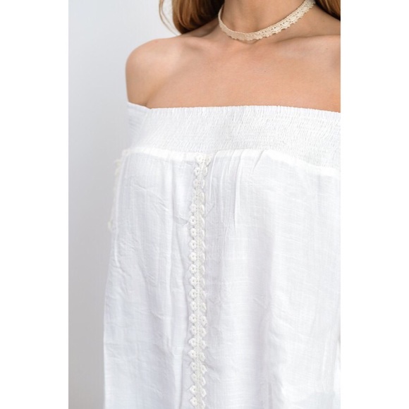 >BUY2/1FREE< Flutter On Off-the-Shoulder - White - Picture 3 of 6